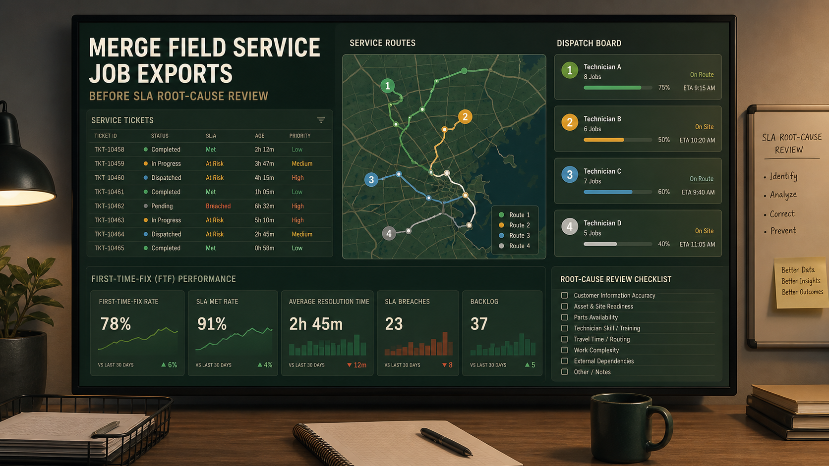 Merge Field Service Technician Job CSV Exports Before an SLA Root-Cause Review