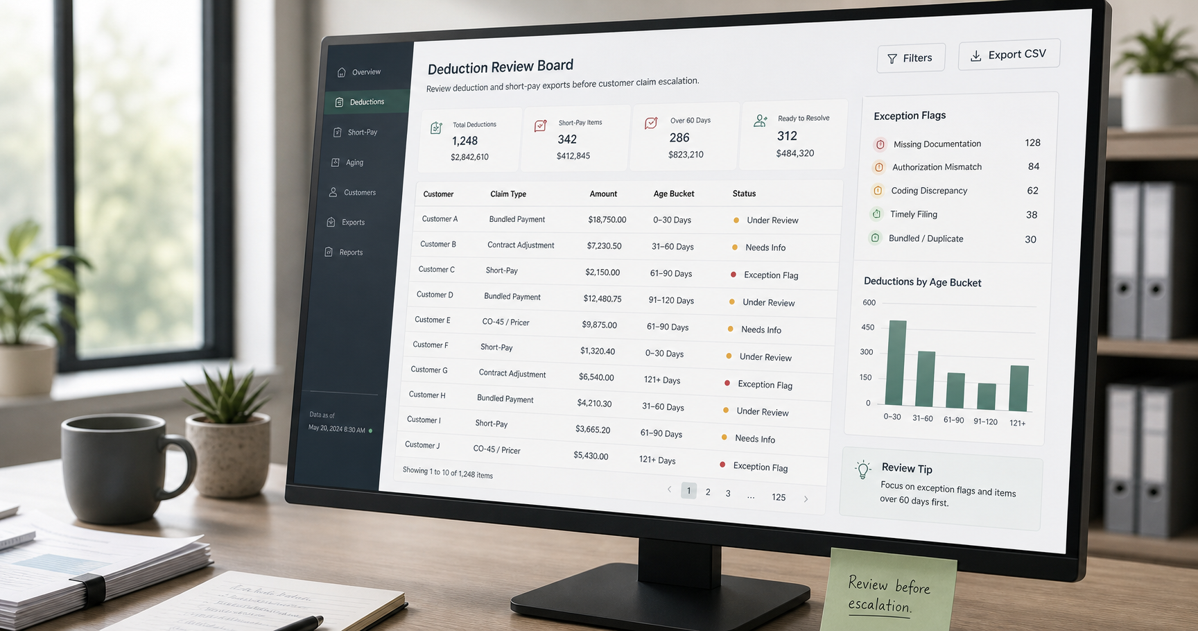 How Finance Teams Review Deduction and Short-Pay CSV Exports Before a Customer Claim Escalation