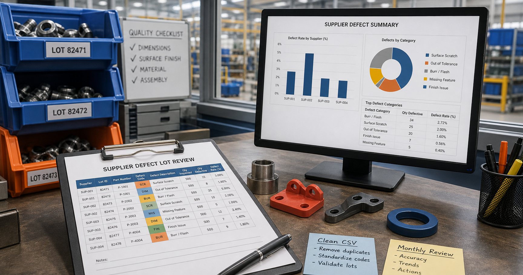 Clean Supplier Defect Lot CSV Files Before a Monthly Supplier Quality Review